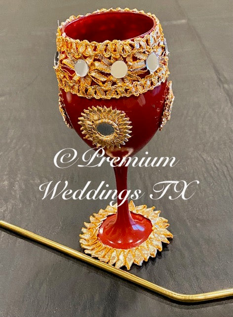 Hexagon Plate Red Doodh Pilai Glass