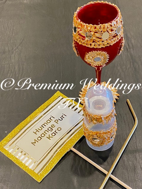 Hexagon Plate Red Doodh Pilai Glass