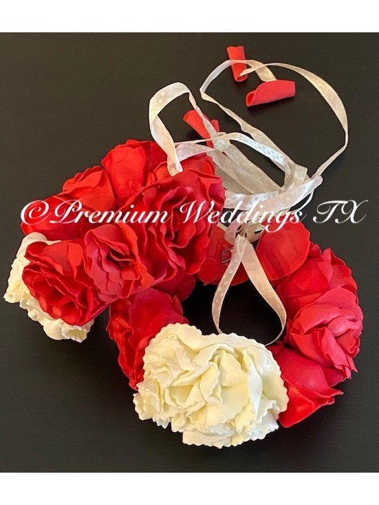 Red Rose Gajra Set - Premium Weddings TX
