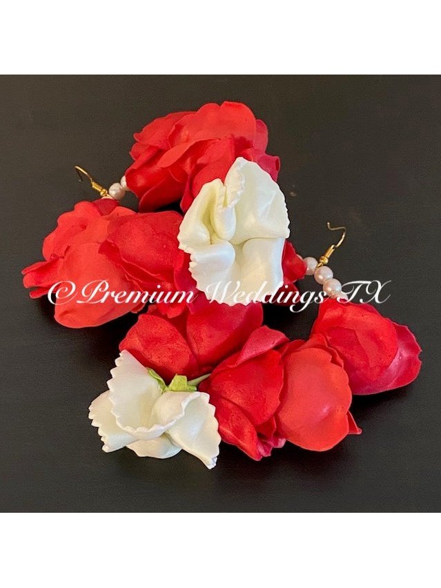 Red Rose Gajra Set - Premium Weddings TX