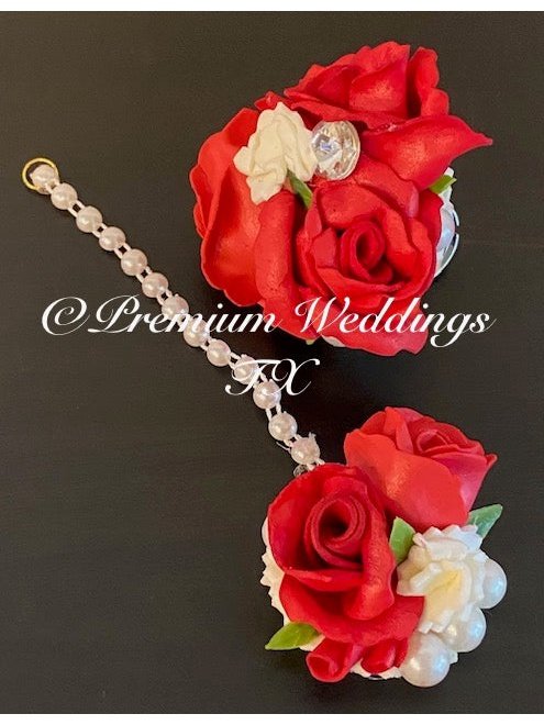Red Rose Gajra Set - Premium Weddings TX