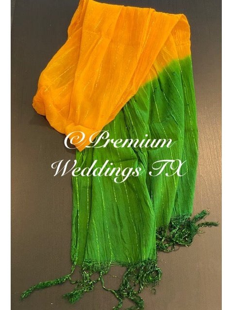 Men's Dupatta - Yellow/Green - Premium Weddings TX
