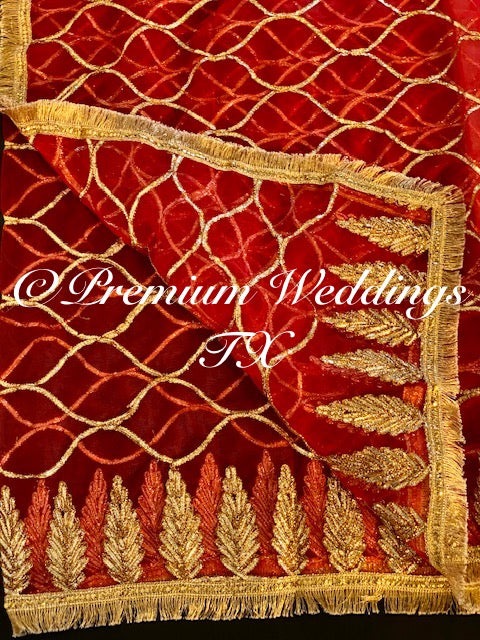 Red Nikkah Dupatta - Premium Weddings TX