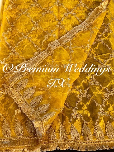 Yellow Haldi/Mayoon Dupatta - Premium Weddings TX