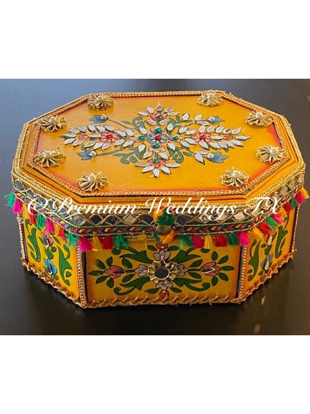 Yellow Handmade Jewelry Box - Premium Weddings TX
