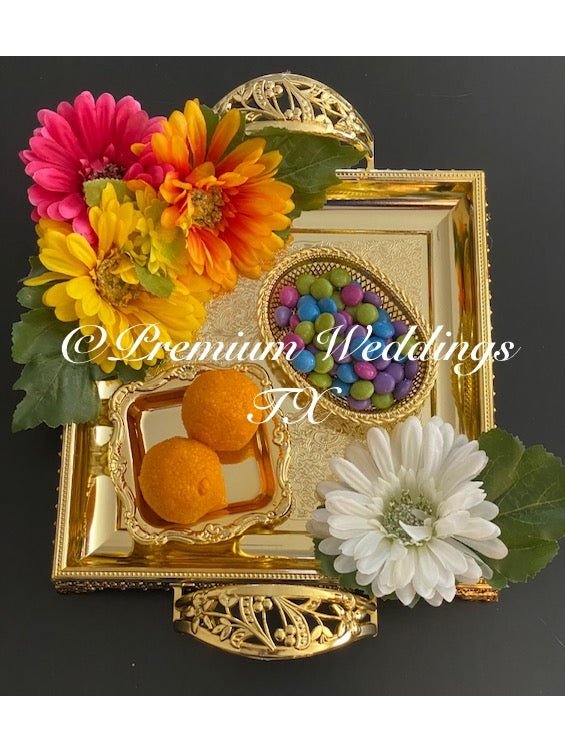 Square Mehndi Thaali - Premium Weddings TX