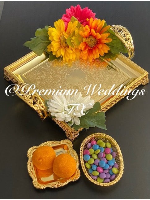 Square Mehndi Thaali - Premium Weddings TX