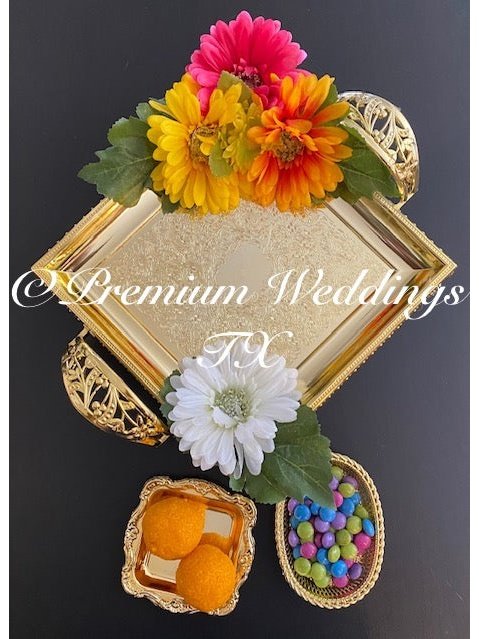 Square Mehndi Thaali - Premium Weddings TX