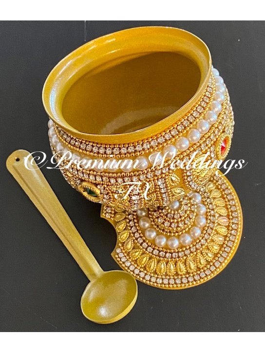 Gold & Pearl Embellished Mukhwas Set - Premium Weddings TX