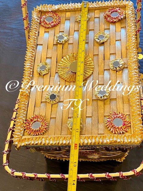 Gold Wedding Basket With Handles & Top Lid - Premium Weddings TX