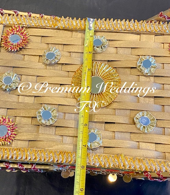 Gold Wedding Basket With Handles & Top Lid - Premium Weddings TX