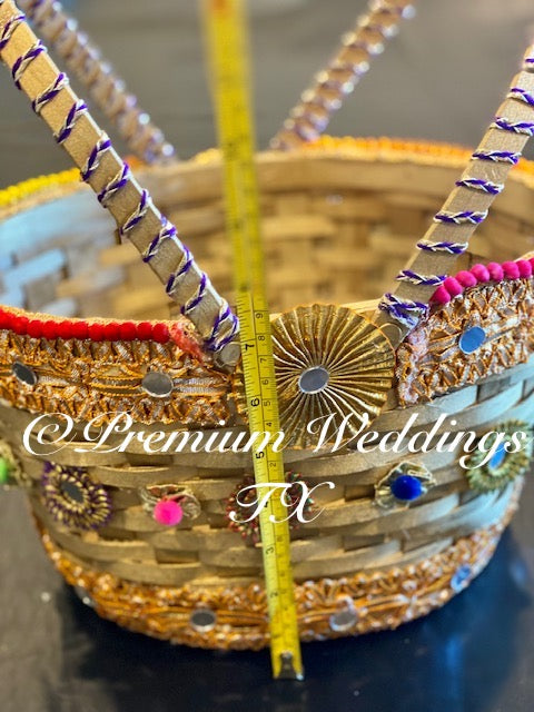 Gold Wedding Basket With Handles - Premium Weddings TX