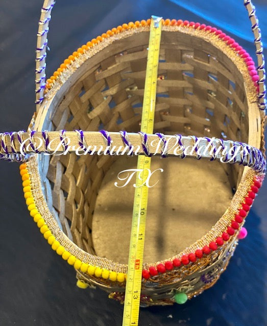 Gold Wedding Basket With Handles - Premium Weddings TX