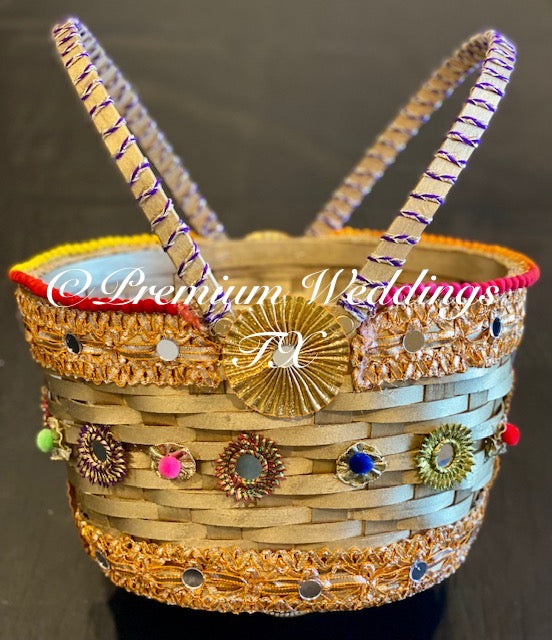 Gold Wedding Basket With Handles - Premium Weddings TX