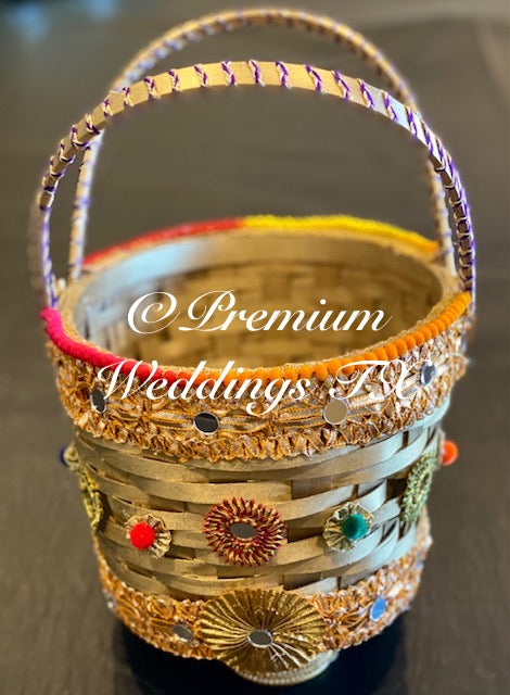Gold Wedding Basket With Handles - Premium Weddings TX