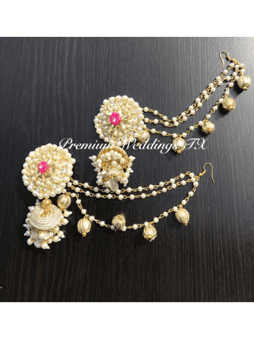 Pink Flower Gotta Pearl Set - Premium Weddings TX