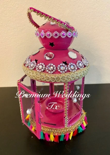 Handmade Embellished Pink Lantern - 1 PC - Premium Weddings TX