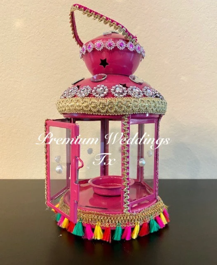 Handmade Embellished Pink Lantern - 1 PC - Premium Weddings TX