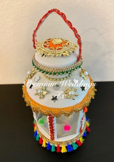 Handmade Embellished White Lantern - 1 PC - Premium Weddings TX