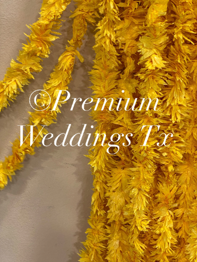 Eco-Friendly Yellow Flower Backdrop Garlands - Premium Weddings TX