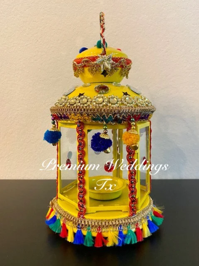 Handmade Embellished Yellow Lantern - 1 PC - Premium Weddings TX