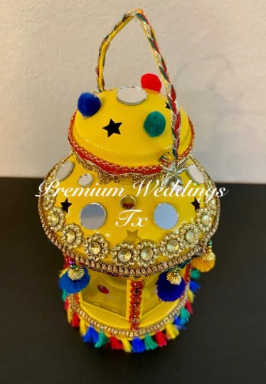 Handmade Embellished Yellow Lantern - 1 PC - Premium Weddings TX