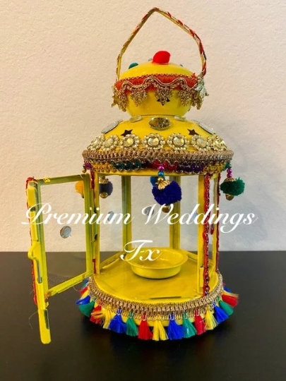 Handmade Embellished Yellow Lantern - 1 PC - Premium Weddings TX