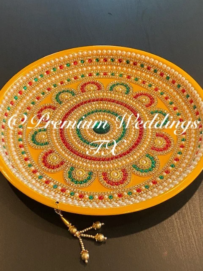 Yellow MultiStone Flower Thaali - Premium Weddings TX