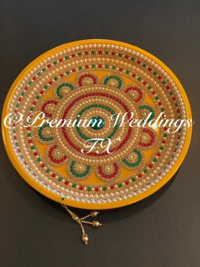 Yellow MultiStone Flower Thaali - Premium Weddings TX