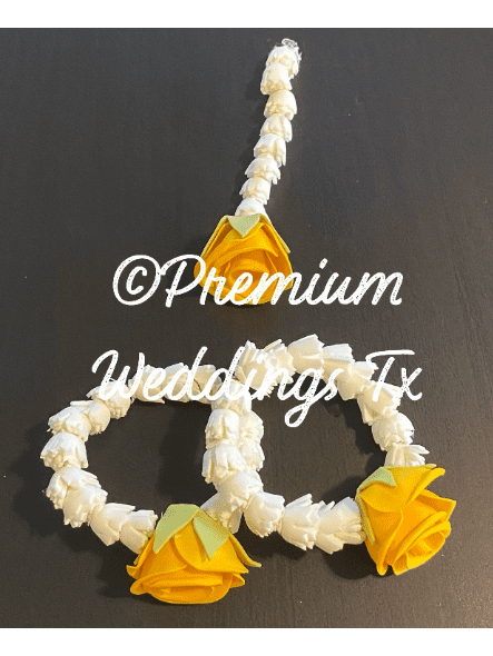 Yellow Necklace Gajra Set - Premium Weddings TX