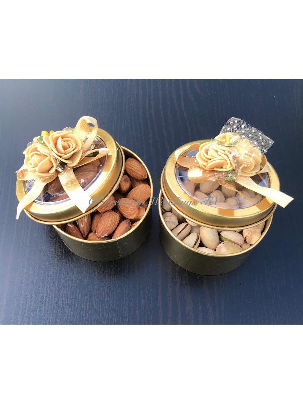 Gold Tin Favor Cans - Premium Weddings TX