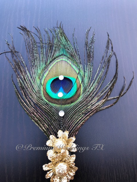 Gold Peacock Feather Nikkah Pen - 1 Pen - Premium Weddings TX