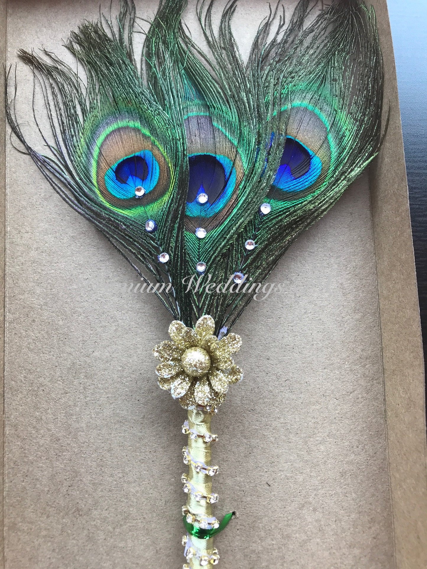 3 Peacock Feather Nikkah Pen - Premium Weddings TX