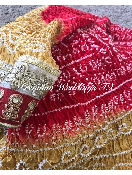 Yellow & Orange Bandhini Dupatta - 1Ct - Premium Weddings TX