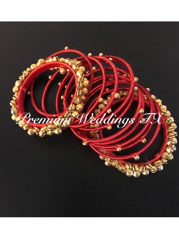 Ghungroo Resham Bangles Set - Premium Weddings TX