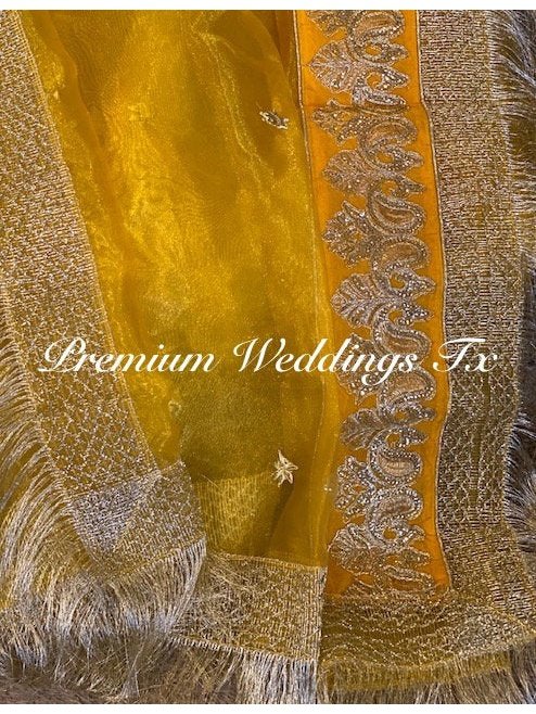 Yellow Mayoon Dupatta - 1Ct - Premium Weddings TX