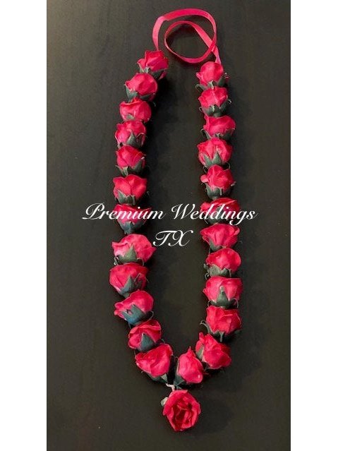 Dark Pink Rose Artificial Handmade Garland - Set of 2 - Premium Weddings TX