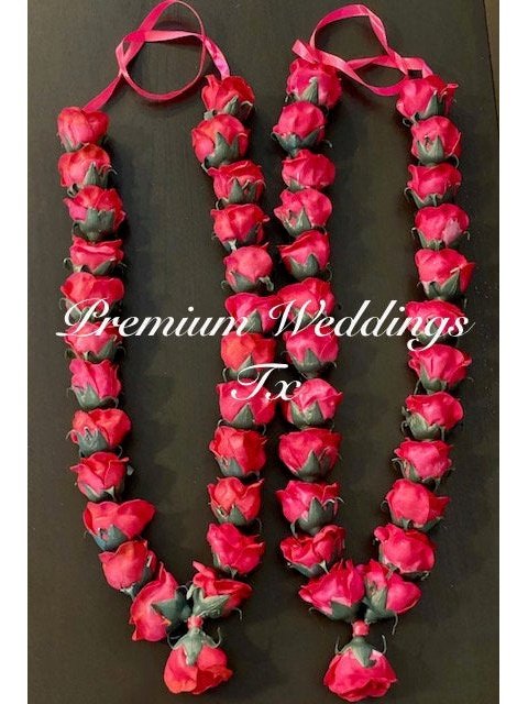 Dark Pink Rose Artificial Handmade Garland - Set of 2 - Premium Weddings TX