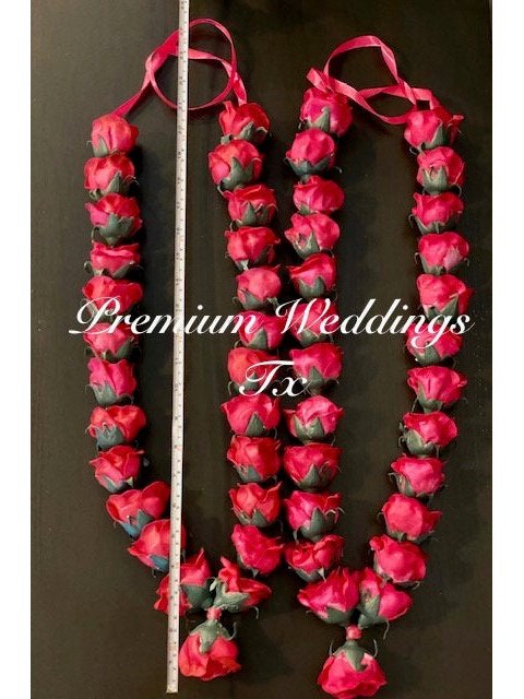 Dark Pink Rose Artificial Handmade Garland - Set of 2 - Premium Weddings TX