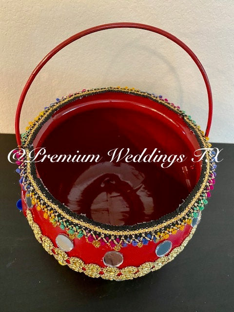 Red Flower Basket - 1 Basket - Premium Weddings TX
