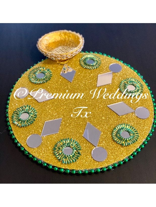 Yellow Mehndi Plates - Premium Weddings TX