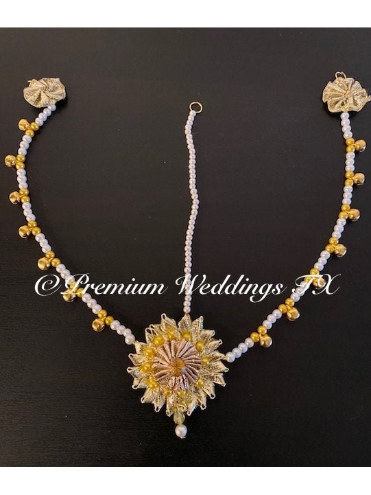 Gotta Jewelry Maang Tikka - Yellow - Premium Weddings TX