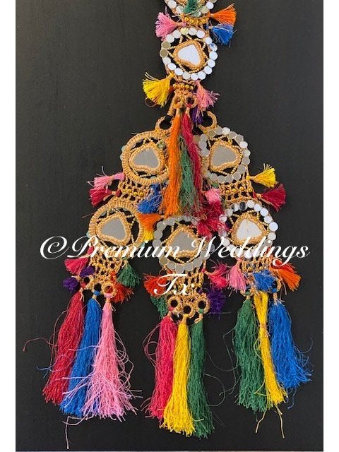 MultiColor Resham Mirror Paranda - Premium Weddings TX