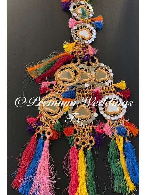MultiColor Resham Mirror Paranda - Premium Weddings TX