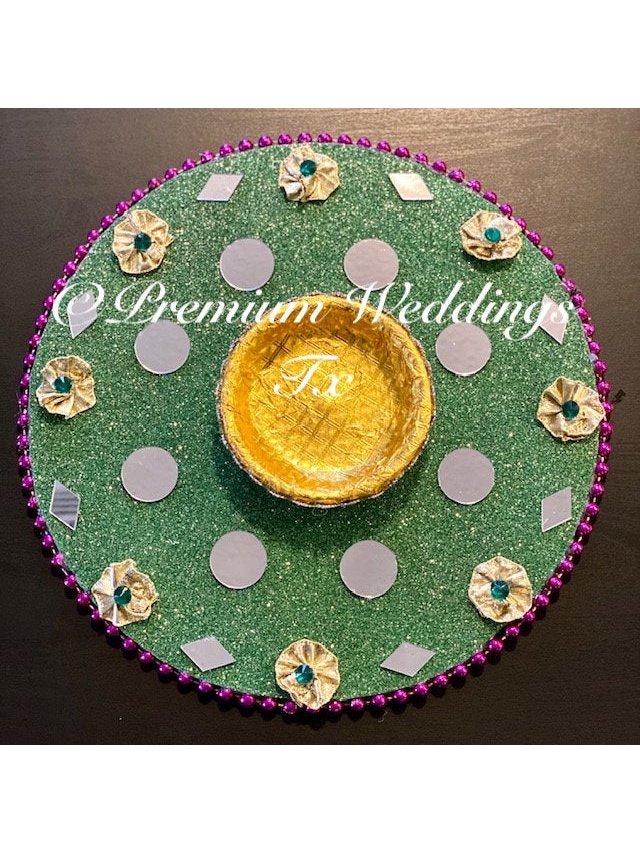 Green Mehndi Plates - Premium Weddings TX