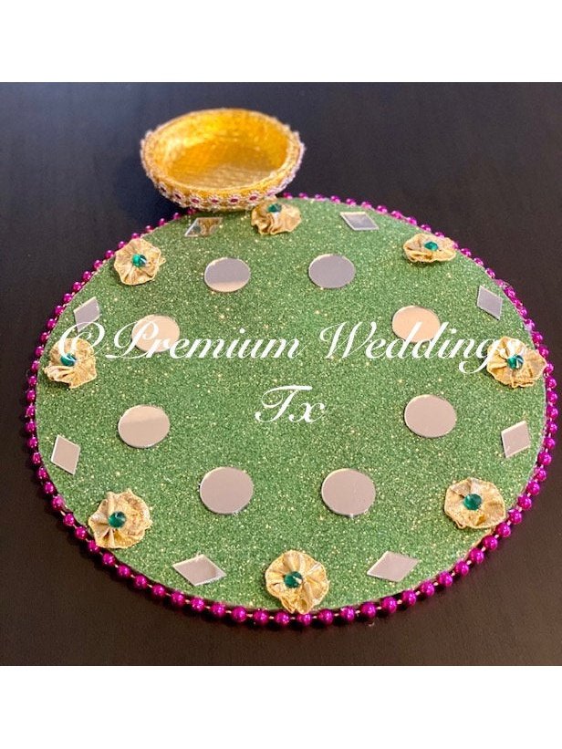 Green Mehndi Plates - Premium Weddings TX