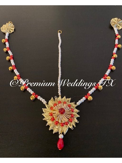 Gotta Jewelry Maang Tikka - Red