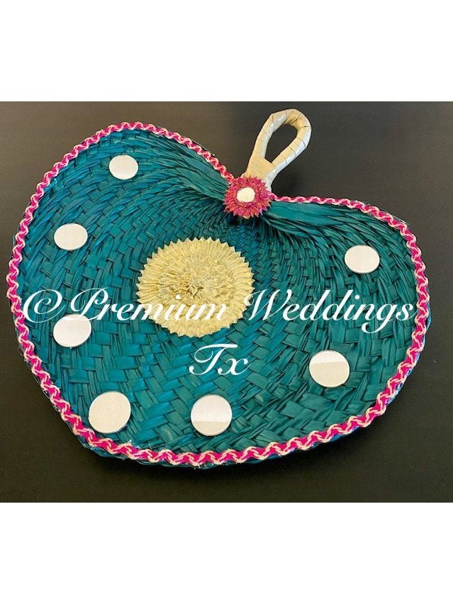 Teal Decorative Hand Fan - Premium Weddings TX