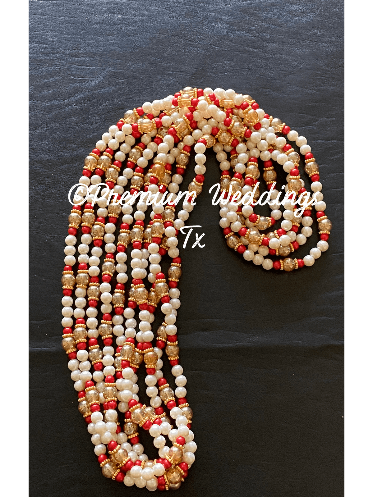 Milni Mala Haar - Red/Gold/Pearl - Premium Weddings TX