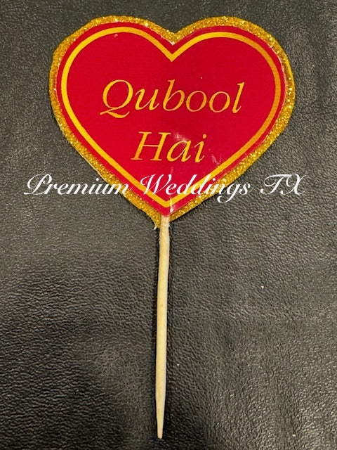 QABOOL HAI CUPCAKE TOPPER - English | Urdu - Premium Weddings TX